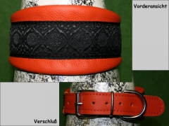 No.77 unterlegtes Lederhalsband mit Borte