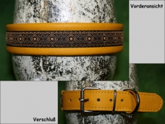 No. 87 Unterlegtes Lederhalsband mit Borte